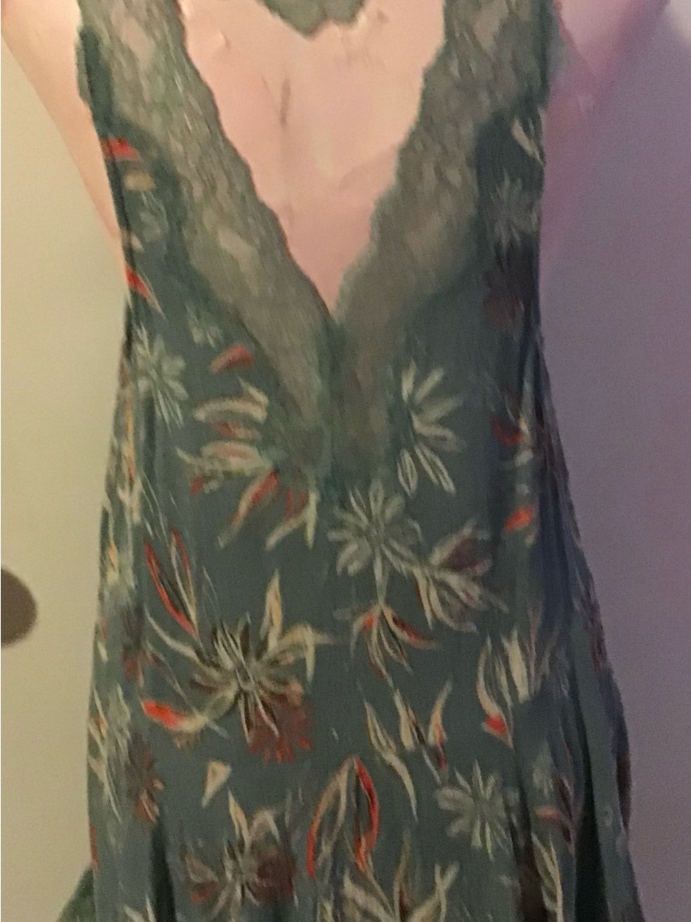 Free People Intimates Floral Lace-Trim Slip Dress/Tunic